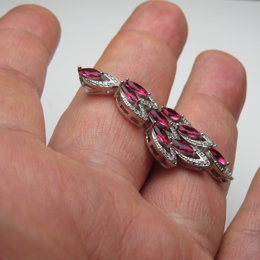 Sterling Silver Diamond Ruby Pendant - image 3